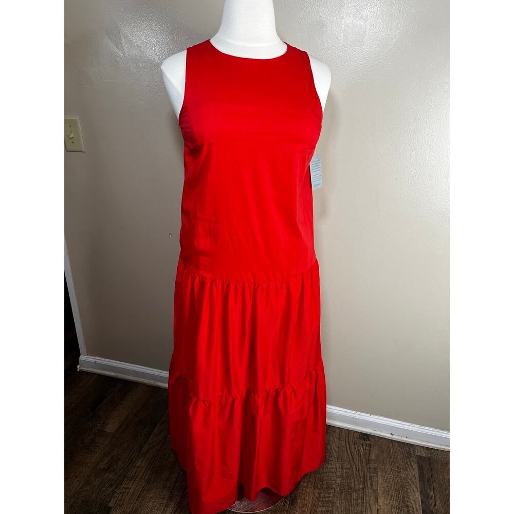 MELLODAY Bright Orange Sleeveless Tiered Prarie Maxi Dresss Size L - Picture 2 of 9